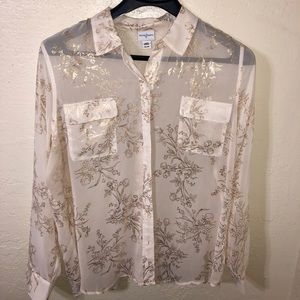 Vintage foiled button down blouse